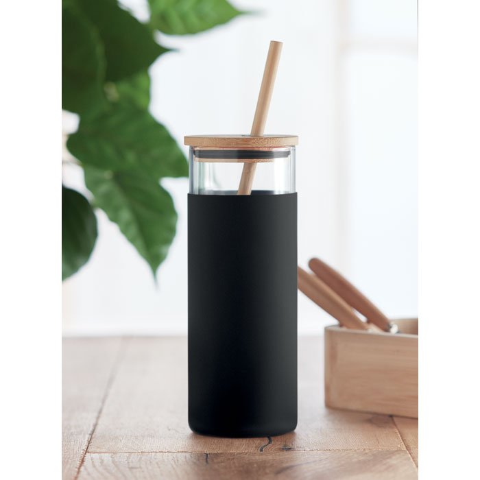 Glass tumbler 450ml bamboo lid - Image 4