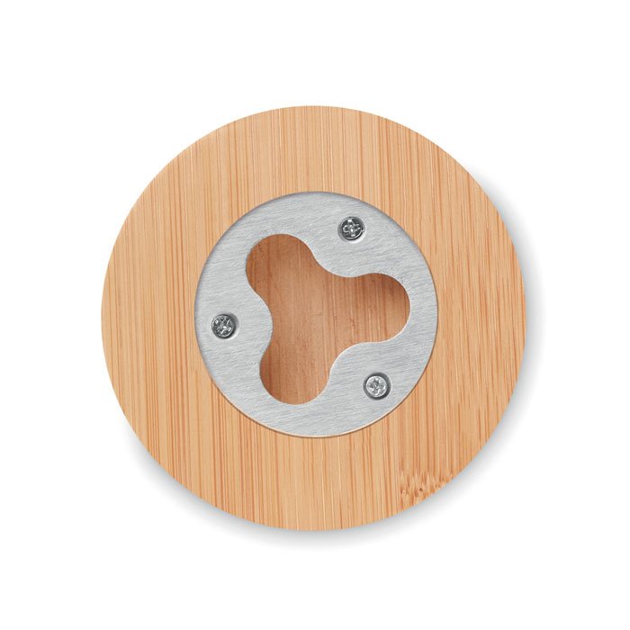 Bamboo bottle opener/ coaster - Image 2